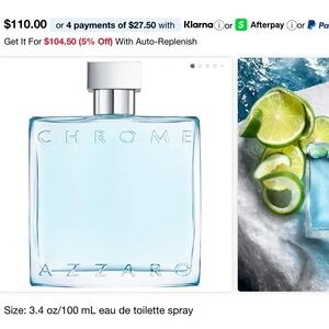 Azzaro Chrome Eau de Toilette Spray for Men - Blue